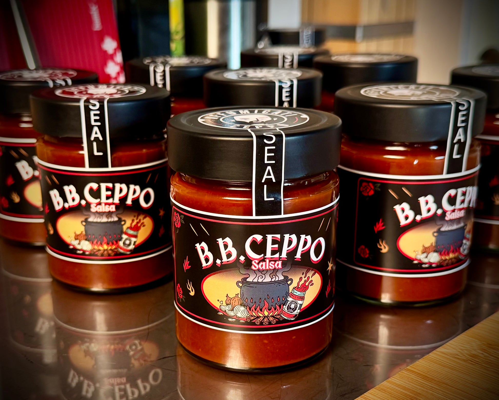 Salsa barbecue artigianale B.B.Ceppo in barattolo, ricetta Il Ceppo Affumicati ideale per pulled pork, brisket e carne affumicata