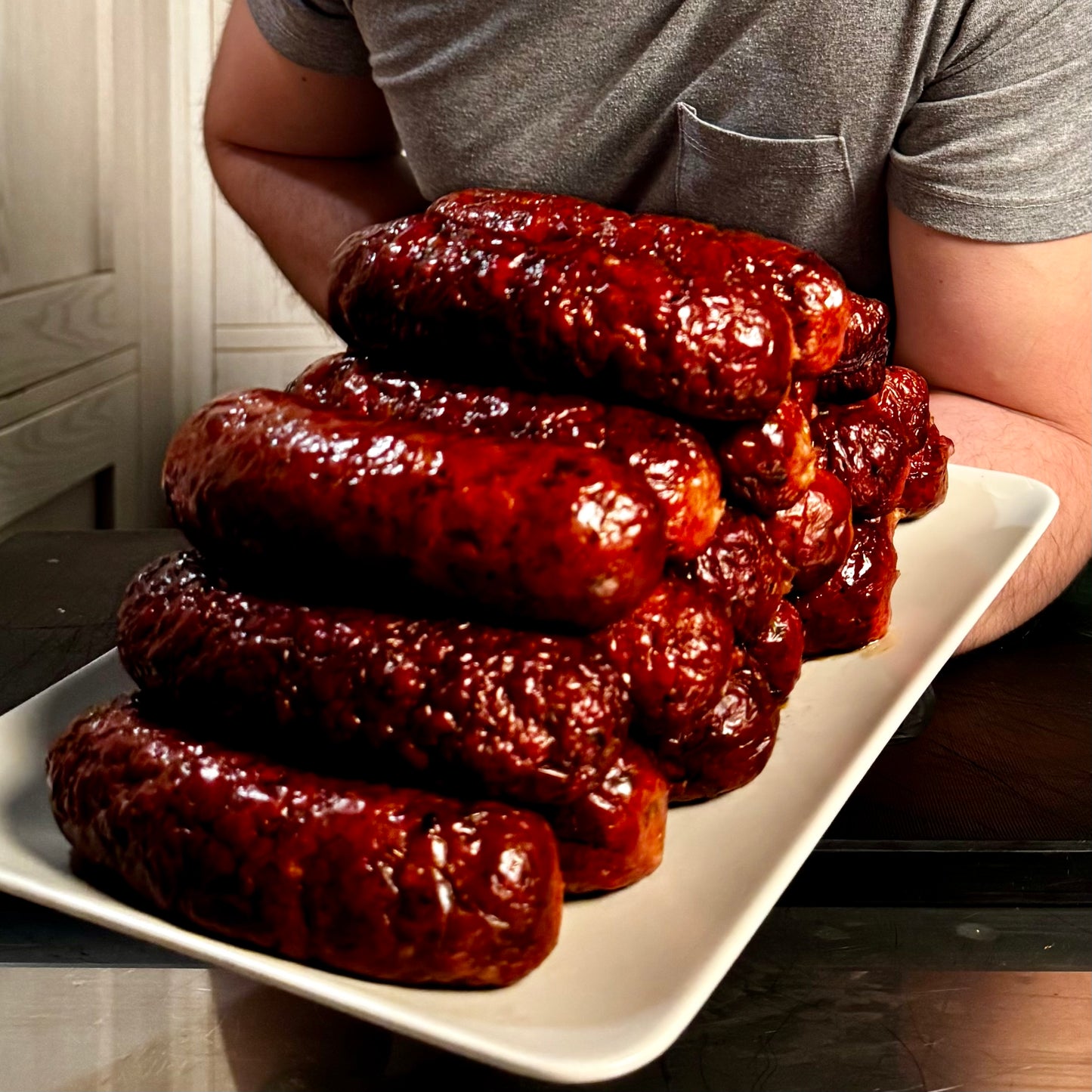 Salsicce artigianali Jalapeño & Cheddar affumicate Il Ceppo Affumicati appena preparate